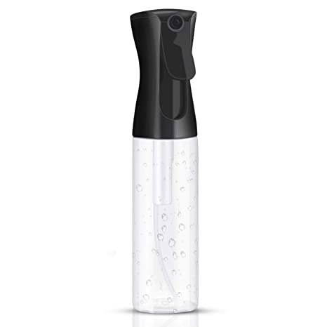 Spray Bottle 10oz- Continuous Ultra Fine 360 Degree Spraying Refillable Water Mister Big Size Plastic Empty Clear Sprayer for Hair Styling, Cleaning Solutions, Indoor Plants, Beauty, Skin Care (Black)