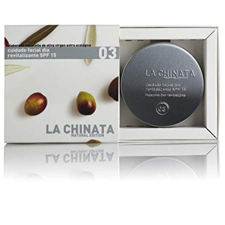 Anti Aging Anti Wrinkle LA CHINATA Day Revitalizing Cream SPF15 Moisturizing sun cream face From Spain, Organic and Natural Face olive oil Cream for All Skin Types, 75 ml