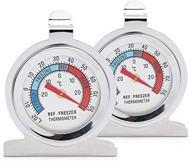 Color You 2 Piece Fridge Thermometer Freezer Thermometers, Stainless Steel Fridge Refrigerator Thermometer, Fridge Freezer Thermometer with Hanging hook and Stand for Home, Restaurants, Bars, Cafes
