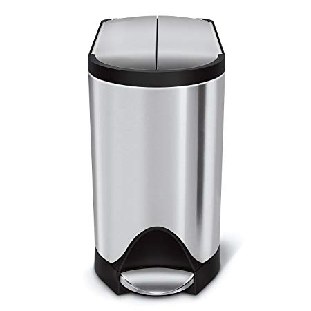 simplehuman Butterfly Step Trash Can, Stainless Steel, 10 L/2.6 Gal