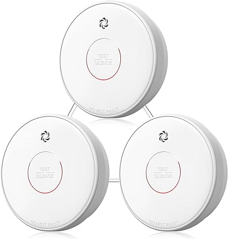 Putogesafe Smoke Detector Interconnected, Wireless Smoke Alarm with 5 Years Replaceable Battery, 10-Year Lifetime Fire Alarm with Silence Function and Low Battery Warning for Bedroom and Home,3 Packs