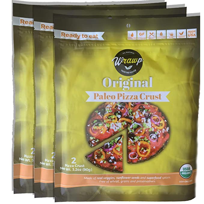 Paleo Pizza Crust | 3 Pack Original Flavored Organic Gluten Free, Dairy Free, Soy Free, Nut Free and Vegan Pizza Crust (Original, 3 Pack)