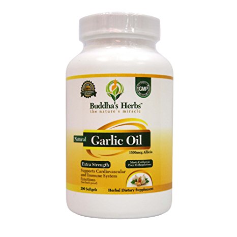 Buddha's Herbs Extra Strength Garlic Oil (1500 mcg Allicin), 200c