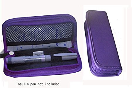Diabetic Insulin Pen /Syringes Cooler Pocket Case- 2pc Ice Packs Included (purple)