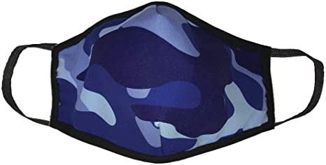 Adult Washable, Filtered PPE Mask (Blue Camo, Large)
