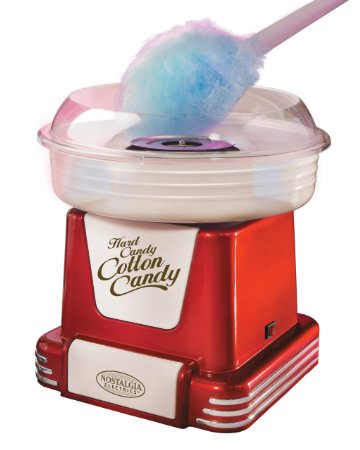 Nostalgia PCM805RETRORED Retro Series Hard & Sugar Free Candy Cotton Candy Maker with Flossing Cones