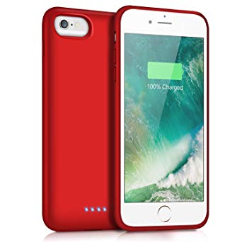 Pxwaxpy Battery Case for iPhone 6S 6 6000mAh Rechargeable Charging Case for iPhone 6 External Charger Cover iPhone 6S Battery Pack Apple Power Bank [4.7 inch]- Red