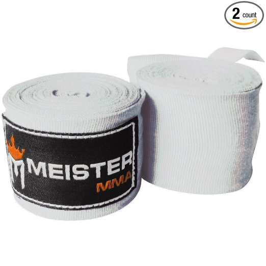 Meister Adult 180" Semi-Elastic Hand Wraps for MMA & Boxing (Pair) - All Colors