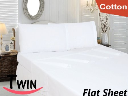 Cotton Sateen Twin Flat-Sheet White - Premium Quality Combed Cotton Long Staple Fiber - Breathable, Cozy, Comfortable & Exceptionally Durable - Hotel Quality By Utopia Bedding (Twin, White)