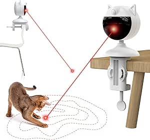 Potaroma Smart Sensor Cat Laser Toys Interactive, Motion Activated Truly Random Trjajectory, Clamp Design, Automatic Chargeable Kitten Toy Indoor Exercise, Cream White