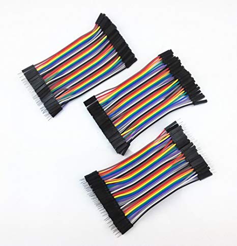 Yueton 3 Packs 10cm Multicolored 40 Pin Male To Female, 40 Pin Male To Male, 40 Pin Female To Female Breadboard Jumper Wires Ribbon Cables Kit