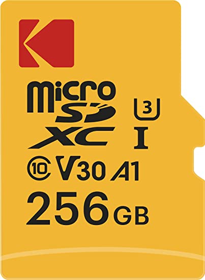 Kodak - Micro SD Card 256GB UHS-I U3 V30 A1 microSDHC/XC - Micro SD Memory Card - Read Speed 95MB/s Max - Write Speed 85MB/s Max - Additional Storage Multimedia Devices