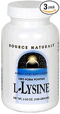 Source Naturals L-Lysine Powder, 3.5 oz (Pack of 3)