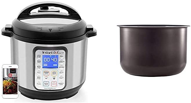 Instant Pot Smart WiFi 8-in-1 Electric Pressure Cooker, 6 Quart, 13 One-Touch Programs & Genuine Instant Pot Ceramic Non-Stick Interior Coated Inner Cooking Pot - 6 Quart