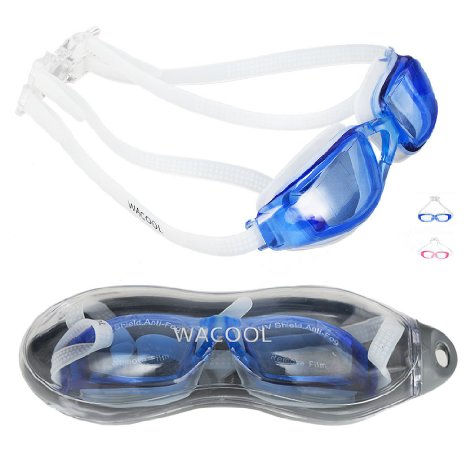 WACOOL Professional Clear Anti-Shatter UV Protection Swimming GogglesNever Leaking Swim Goggles with Protection Case Unisex Men Women Youth Kids Indoor Open Water100 Lifetime Guarantee