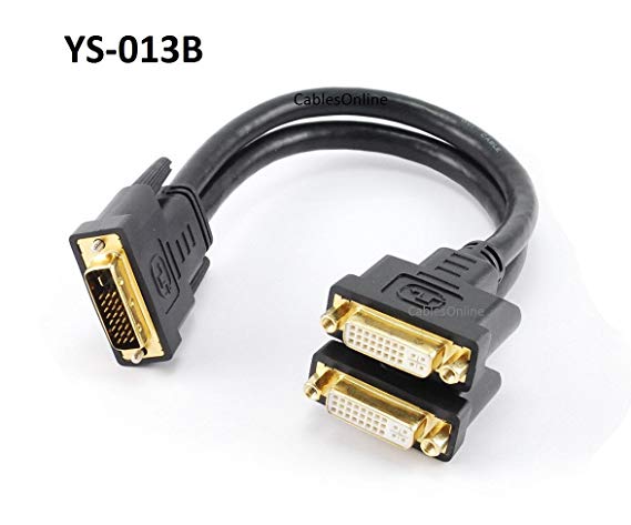 CablesOnline 1ft DVI-D (Digital) Dual Link Male to 2-Female Y-Splitter Cable, (YS-013B)