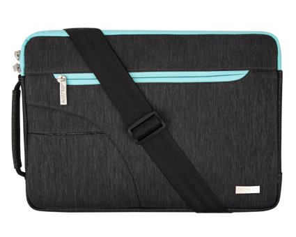 Mosiso Laptop Shoulder Bag Sleeve Briefcase, Polyester Fabric 14 Inch Laptop / Notebook Computer / MacBook Air / MacBook Pro Carry Case Bag Cover, Black