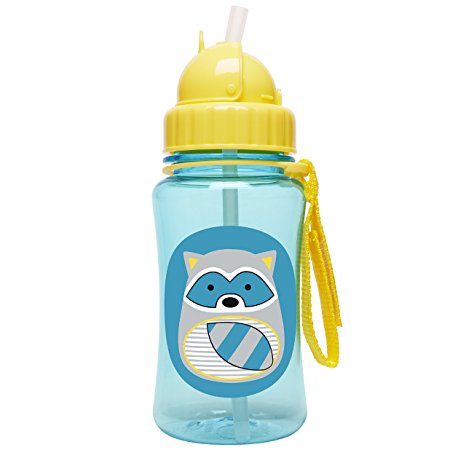 Skip Hop Zoo Straw Bottle, 12 oz, Riggs Raccoon