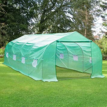 RePalbel Greenhouse,Upgrade 20'x10'x7' Large Portable Greenhouse,Heavy Duty Walk-in Plant Hot House, Tunnel Garden with Zipper Door and 8 Roll-Up Windows, Green