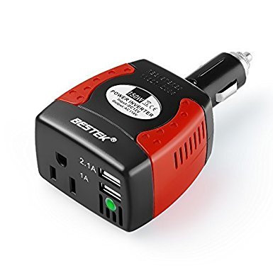 BESTEK 150W Power Inverter Car DC 12V to 110V AC Adapter with 3.1A Dual USB Charging Ports for Smartphones and Tablets