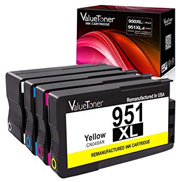 Valuetoner Remanufactured Ink Cartridge Replacement for HP 950XL 951XL 950 XL 951 XL for Officejet Pro 8100 8600 8610 8615 8620 8630 8660 251dw High Yield (1 Black,1 Cyan,1 Magenta,1 Yellow)