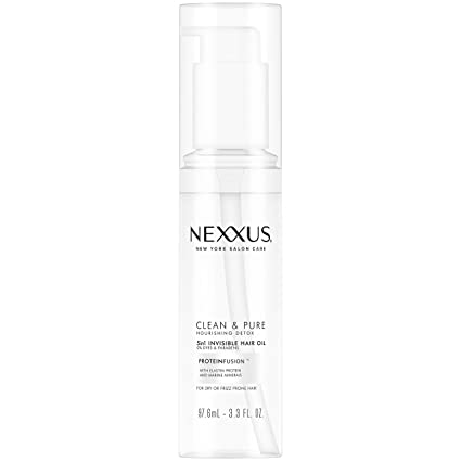 Nexxus Clean & Pure 5in1 Invisible Hair Oil For Dry or Frizz Prone Hair Nourishing Detox Paraben-Free, Dye-Free 3.3 oz