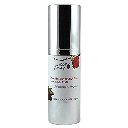 100% Pure: Healthy Skin Foundation with Super Fruits Spf 20 - Golden Peach, 1 oz Rich and Creamy Conceal Imperfections Velvet Soft Skin, No Feeling Heavy Protection From Uva and Uvb Rays