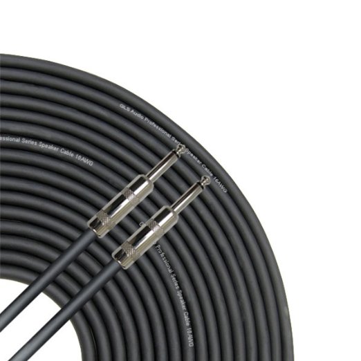 GLS Audio 50 feet Speaker Cable 16AWG Patch Cords 14-Inch to 14-Inch Professional Speaker Cables 16 Gauge Wire - Black