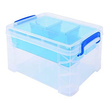 Super Stacker Divided Storage Box with Removable Tray, 10 x 7.5 x 6.5 inches (37375)