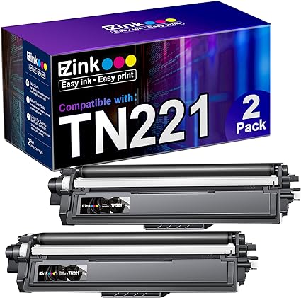 E-Z Ink (TM TN221 TN221BK Compatible Toner Cartridge Replacement for Brother TN-221 Black to Use with MFC-9130CW HL-3170CDW HL-3140CW HL-3180CDW MFC-9330CDW MFC-9340CDW HL-3150CDN (Black, 2 Pack)