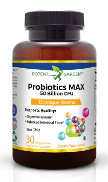 Probiotic 50 Billion CFU |13 Unique Strains | Probiotics Supplement | Once Daily | Improve Digestion, Bowel Regularity, Immune System, IBS, Constipation & Increase Energy | Probiotics | Potent Garden