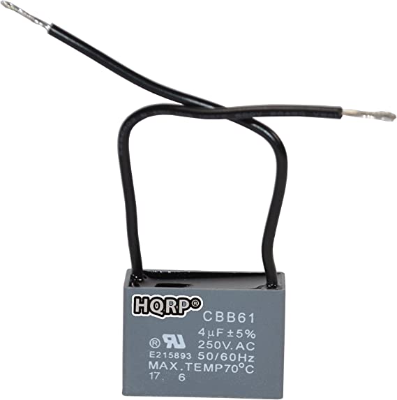 HQRP Ceiling Fan Capacitor CBB61 4uf 2-Wire UL Listed