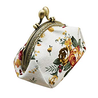 Qisc Cute Wallet, Ladies Women Change Purse Retro Vintage Flower Small Wallet Hasp Purse Clutch Bag
