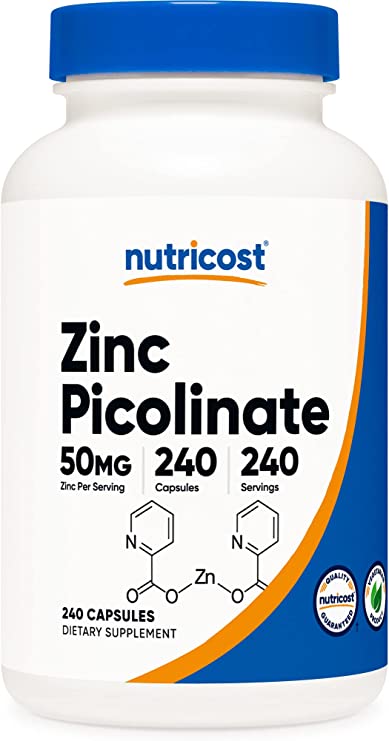 Nutricost Zinc Picolinate 50Mg, 240 Veggie Capsules - Gluten Free And Non-Gmo