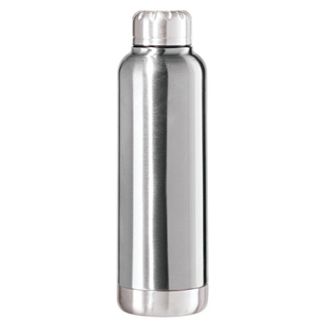 Oggi 8070.0 Fiesta Lustre Double Wall Sealed Stainless Steel Sport Bottle with with Screw Top ( 0.75 lite, 25oz)-Stainless