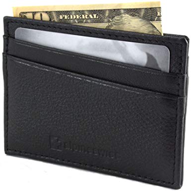 Alpine Swiss Front Pocket Wallet Minimalist Super Thin 5 Card Wallet Genuine Leather