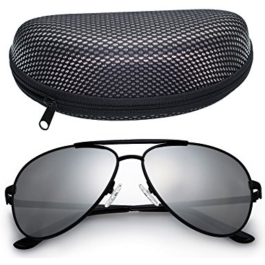 LotFancy Aviator Sunglasses for Men with Case, 61mm Lens, UV 400 Protection