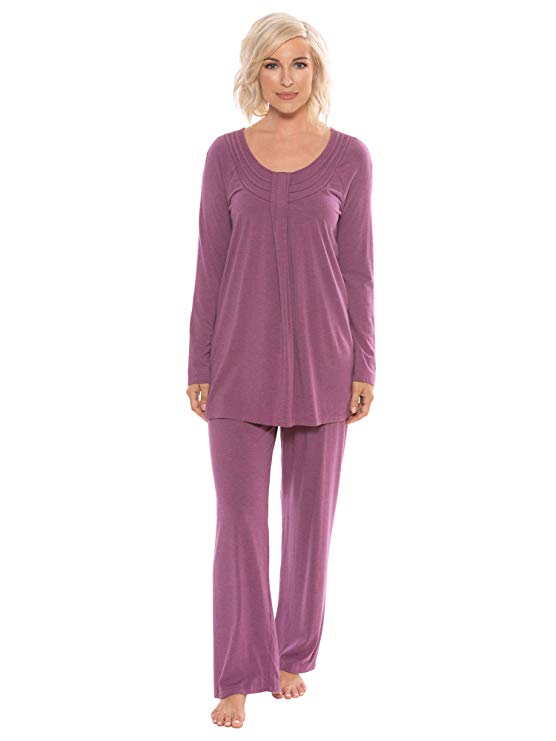 Women's Long Sleeve PJs in Bamboo Viscose (Replenish) Cozy Pajama Set by Texere