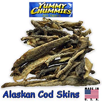Yummy Chummies 1 Pound Bag All Natural Wild Caught Alaskan Cod Skin Dog Chews Made In The USA