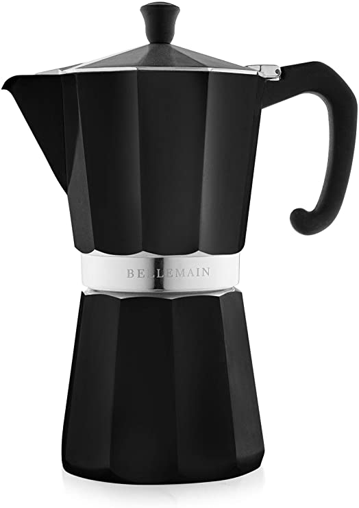 Bellemain Stovetop Espresso Maker Moka Pot (Black, 12 Cup)
