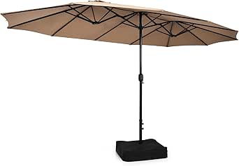 COSTWAY Parasol de Jardin Double 451,5 x 243CM, Parasol Rectangulaire Extra Large avec Base Robuste en Métal et Manivelle, Parasol Jumeau avec Poteau Métallique, pour Patio, Cour, Piscine