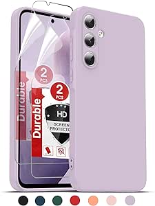 LeYi for Samsung Galaxy-A35-5G-Case: Samsung A35 5G Case with 2 Pack HD Screen Protector, Soft Liquid Silicone Shockproof Anti-Scratch Phone Case for Galaxy A35, Purple