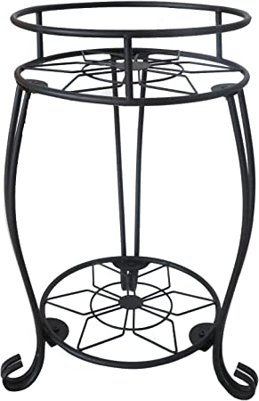 DearyHome Plant Stand 2 Tier, 19 inch Metal Potted Flower Holder, Indoor Outdoor Potted Plant Rack, Rustproof Multiple Holder Shelf , Decorative Garden Container Support for Corner, Living Room, Baclony, Black