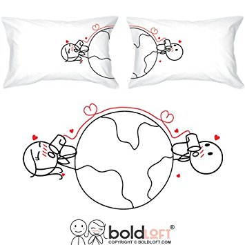 BOLDLOFT "Love Has No Distance" His and Hers Couple Pillowcases-Long Distance Relationships Gifts,Romantic Valentine's Day Gifts for Couples,Christmas Gifts for Him or Her,Romantic Anniversary Gifts