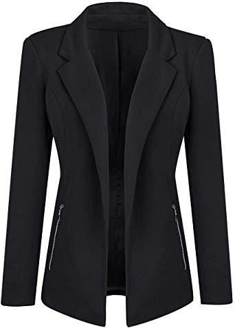 Luyeess Women Casual Long Sleeve Open Front Cardigan Office Work Zip Blazer Suit
