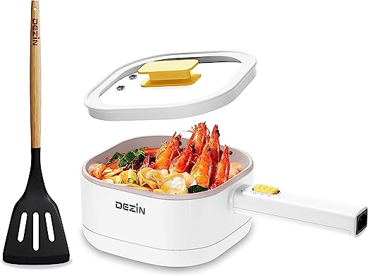 Dezin Hot Pot, 2L Non-Stick Ceramic Coating Ramen Cooker, Multifunction Hot Pot for Ramen, Soup and Oatmeal, Portable Pot with Power Control for Dorm, Travel (Silicone Spatula Included)