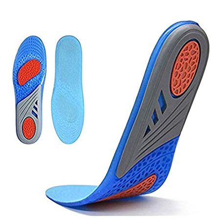 Plantar Fasciitis Inserts, Hallux Rigidus Orthotic Shoes Insoles for Men & Women, Full Length Sports Insoles with Cushioning Arch Support for Running, Hiking, Foot Pain, Flat Feet (Blue, Women 5-9.5)