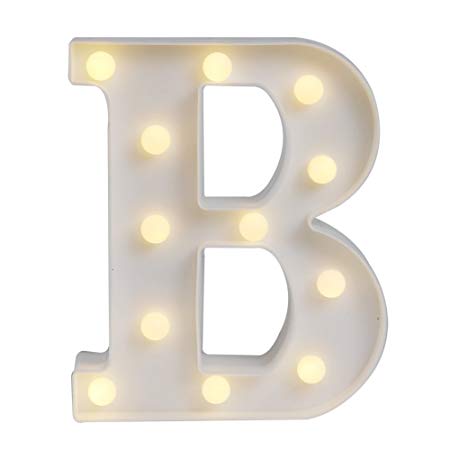 HiveNets LED Decorative Light up Alphabet Letters for Birthday Wedding Party Bar Bedroom Wall Hanging Decor Warm White (B)
