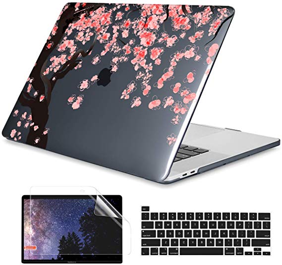 Dongke MacBook Pro 16 inch Case Model A2141 (2019 2020 Released), Plastic Hard Shell Case Cover Only Compatible with MacBook Pro 16 inch with Retina Display & Touch Bar Fits Touch ID, Cherry Blossoms