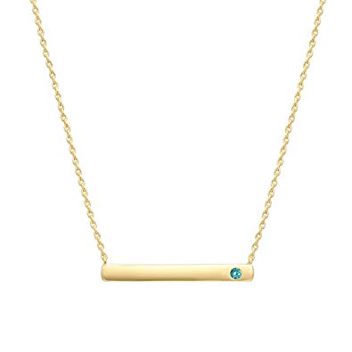 PAVOI 14K Gold Plated Swarovski Crystal Birthstone Bar Necklace | Dainty Necklace | Gold Necklaces for Women |